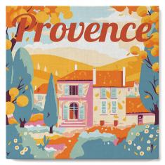 Mini Paint by numbers Travel Poster Provence Autumn - already stretched on a wooden frame