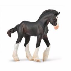 Pferdefigur (M): Schwarzes Clydesdale-Fohlen