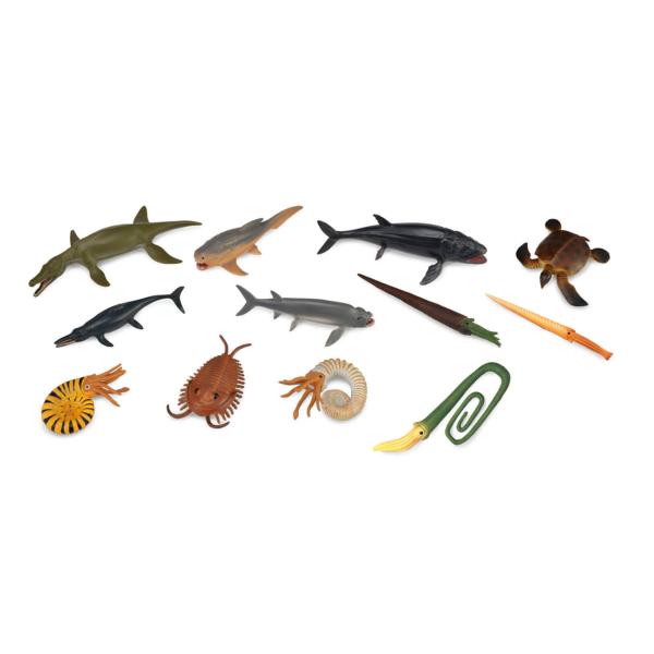  Minifiguren - Vorgeschichte: Set mit 12 prähistorischen Meerestieren - Collecta-COL89104