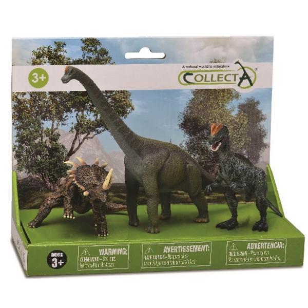 Set 3 Figurines Préhistoire : Styracosaurus, Brachiosaurus et Tyrannosaurus - Collecta-COL89171