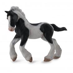 Figurine Cheval : Poulain Gypsy Noir et Blanc Pie 