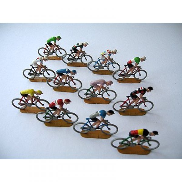 Cycliste : 12 cyclistes et 12 vélos fins en métal - OBSOLETE-Roger-C2