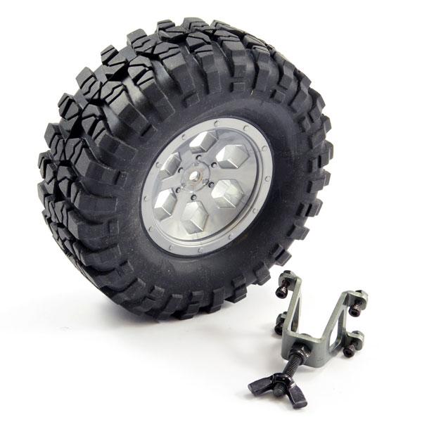 FTX OUTBACK SPARE TYRE MOUNT & TYRE/6 HEX WHEEL GREY - FTX8249