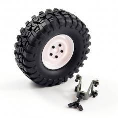 FTX OUTBACK SPARE TYRE MOUNT & TYRE/STEEL LUG WHEEL WHITE