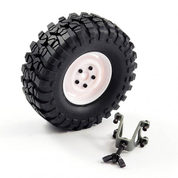 FTX OUTBACK SPARE TYRE MOUNT & TYRE/STEEL LUG WHEEL WHITE - FTX8250W