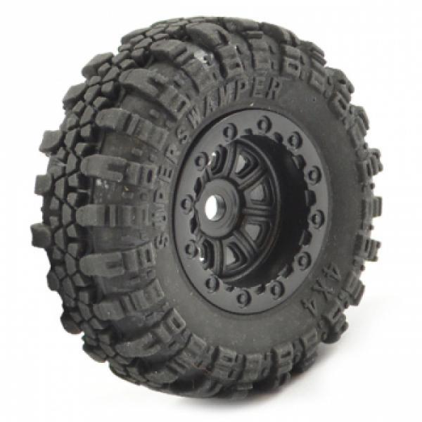 FTX Outback Mini Swamper Tire & Wheel Set - Black (4Pc)  - FTX8859BK