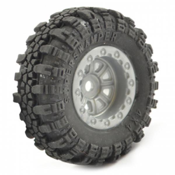 FTX Outback Mini Swamper Tire & Wheel Set - Grey (4Pc)  - FTX8859G
