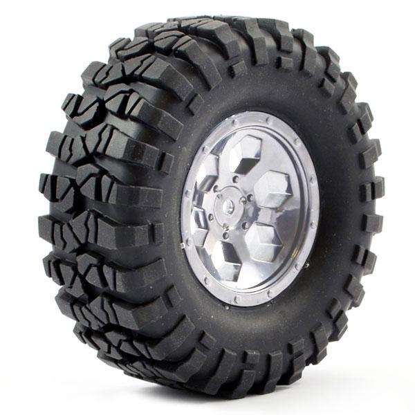 FTX OUTBACK PRE-MOUNTED 6HEX/ TYRE (2) - CHROME - FTX8170C