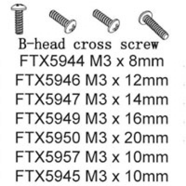 FTX BUTTON HEAD 3X10MM 12PCS  - FTX5957