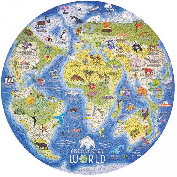1000 Piece round Puzzle : Endangered World  - Galison-78118