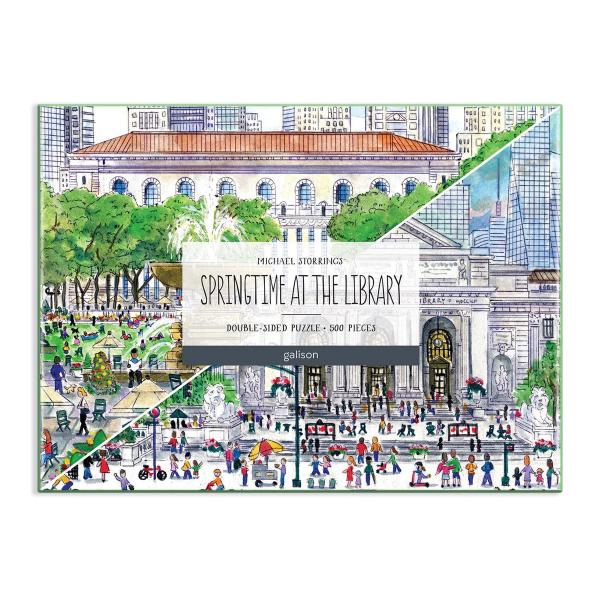 500 Piece Puzzle : Springtime at the Library, Michael Storrings - Galison-70173