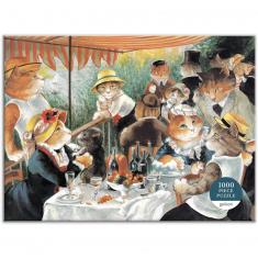 1000 piece puzzle : Luncheon of the Boating Party Meowsterpiece of Western Art