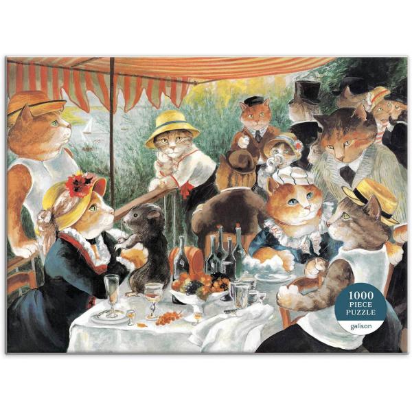 1000 Teile Puzzle: Mittagessen der Bootsparty Meowsterpiece of Western Art - Galison-36751