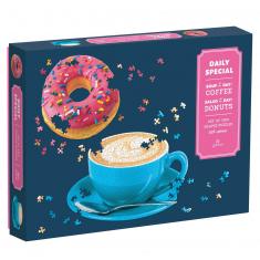 Set aus zwei geformten Puzzles: Kaffee und Donuts