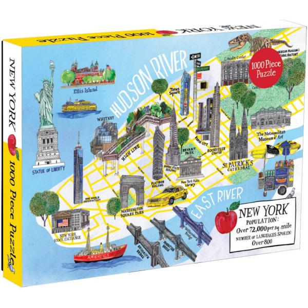 Puzzle 1000 pièces : Carte de New York City - Galison-35426