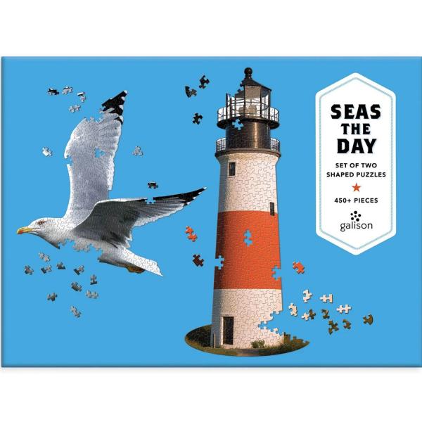 Set of 2 Shaped Puzzles: Seagull and Lighthouse - Galison-36479