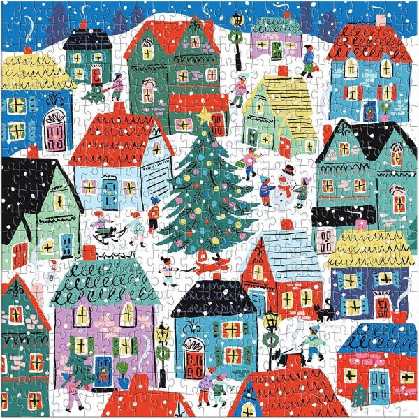  Puzzle 500 pièces : Noël au village - Galison-80219