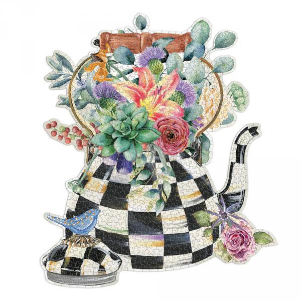 750 Piece Shaped Puzzle : Mackenzie-Childs Courtly Check Teapot  - Galison-37127