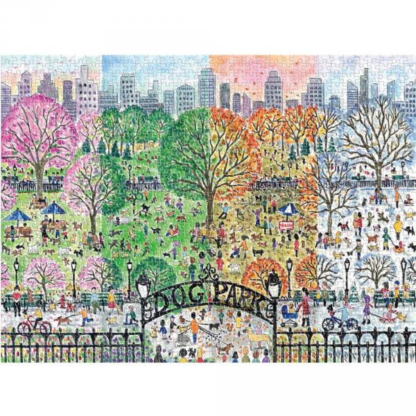 1000 Piece Puzzle : Dog Park in Four Seasons, Michael Storrings  - Galison-37309