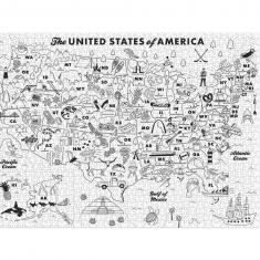 1000 Piece Puzzle : Color-In : Maptote USA   