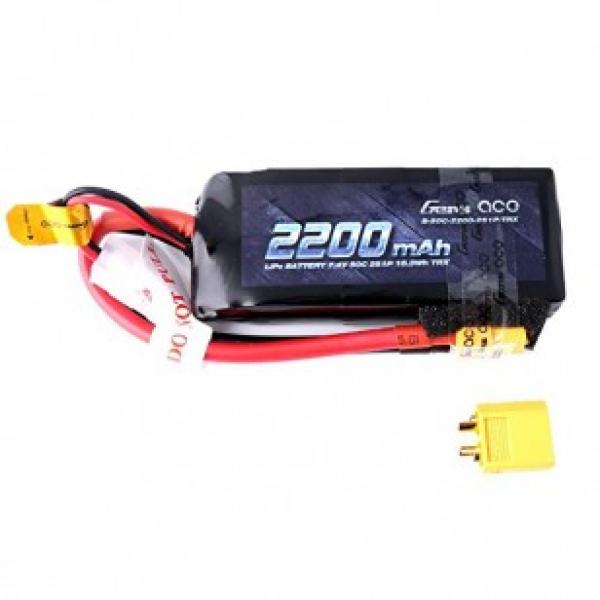 Batterie Lipo Gens ace 2200mAh 7.4V 50C 2S1P Prise XT60 - Renfort PC - B-50C-2200-2S1P-TRX-P
