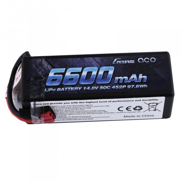 Batterie Lipo 6600mAh 14.8V 50C 4S2P HardCase 14# GensAce - B-50C-6600-4S2P-HardCase-14