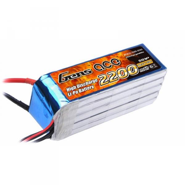 Gens Ace 2200mAh 18.5V 25C 5S1P Lipo Battery Pack - B-25C-2200-5S1P