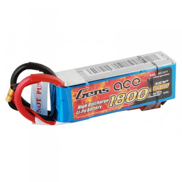 Gens Ace 1800mAh 11.1V 40C 3S1P Lipo Battery Pack - B-40C-1800-3S1P