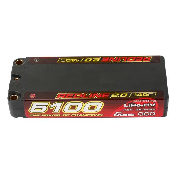 Batterie LIPO Redline 2.0 Series 2S1P 7,6V 140C 5100 mAh HardCase 134# HV - GEA51002S14M5