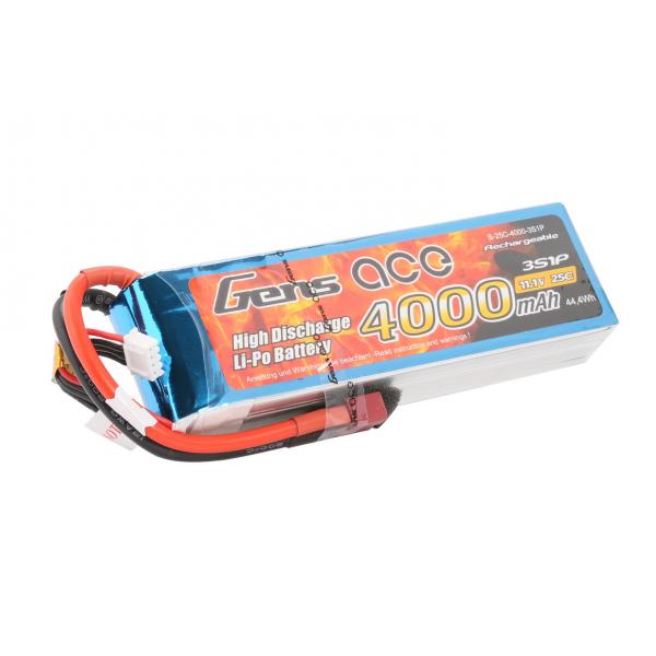 Gens Ace 4000mAh 11.1V 25C 3S1P Lipo Battery Pack - B-25C-4000-3S1P