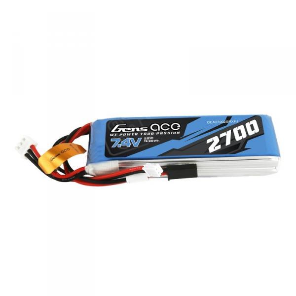 Gensace Accu Lipo 2700mAh 7.4V 2S TX pour emetteur Futaba, Frsky Taranis, Sanwa - B-RX-2700-2S1P