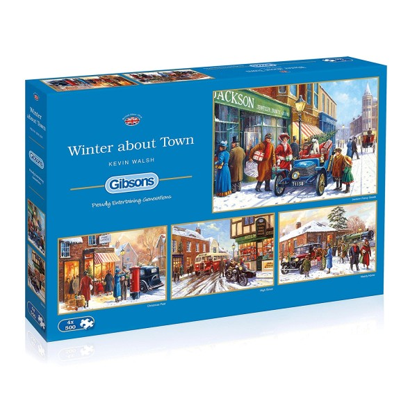 4 x 500 pieces puzzle: Kevin Walsh - the city in winter - Gibsons-G5043