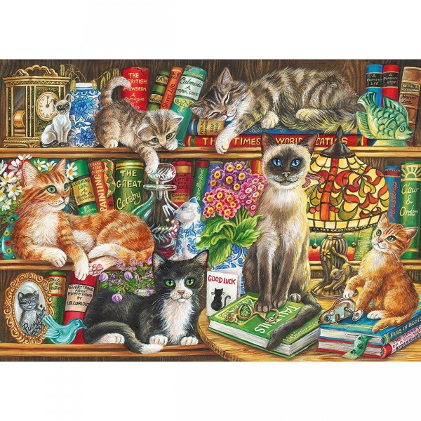 Puzzle 1000 pièces : Chats dans la bibliothèque - Gibsons-G6147