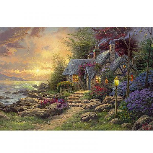 Puzzle 108 pièces - Thomas Kinkade : Cottage en bord de mer - Gibsons-G757