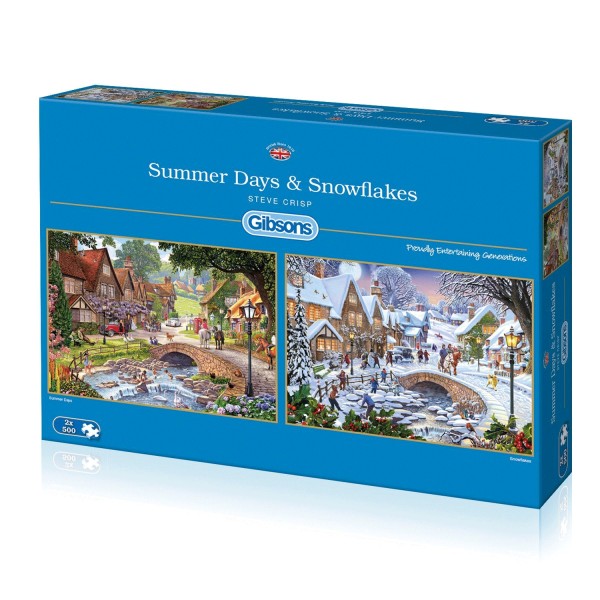 Puzzle 2 x 500 pièces : Steve Crisp - l'été et l'hiver au coeur d'un village - Gibsons-G5045