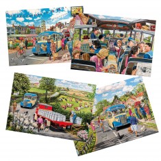 Puzzle 4 x 500 pièces : Bus de campagne