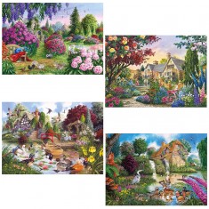 Puzzle 4 x 500 piezas: Fauna y flora de nuestro campo