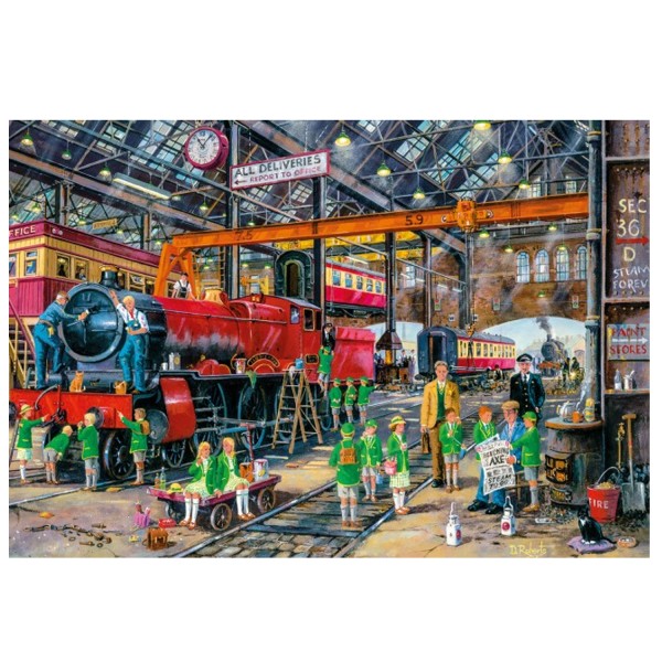 Puzzle 500 pièces : Dereck Roberts : Visite scolaire à la gare - Gibsons-G3098