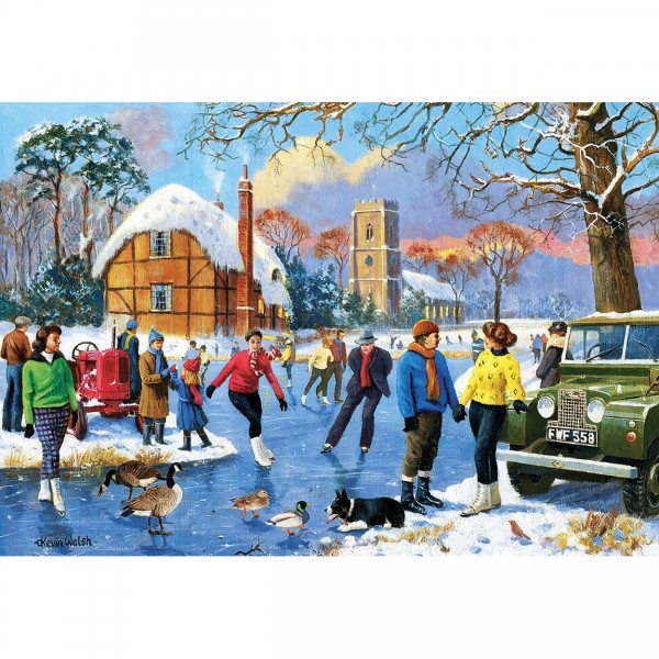 Puzzle 500 pièces : Patineurs sur le lac gelé - Gibsons-G3064