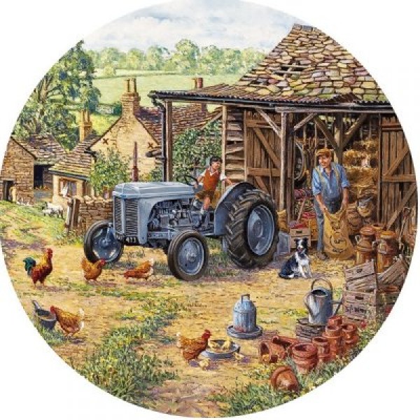 Puzzle 500 pièces - Puzzle rond : Sur le tracteur - Gibsons-G0903