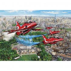 Puzzle 1000 pièces : Flèches rouges survolant Londres