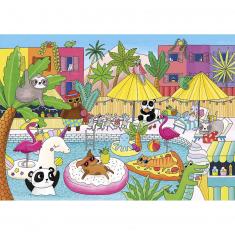 Puzzle de 100 piezas: Fiesta en la piscina