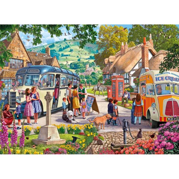 1000 piece puzzle : Boarding by the bus   - Gibsons-G6353