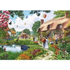 Puzzle 500 pièces : Cottage au bord du lac