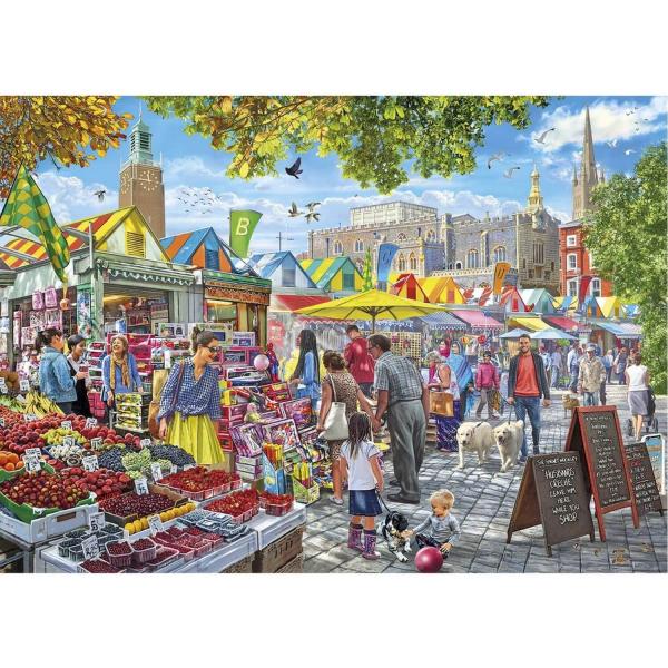 1000 Pieces Jigsaw Puzzle : Market Day Norwich, Steve Crisp - Gibsons-G6297