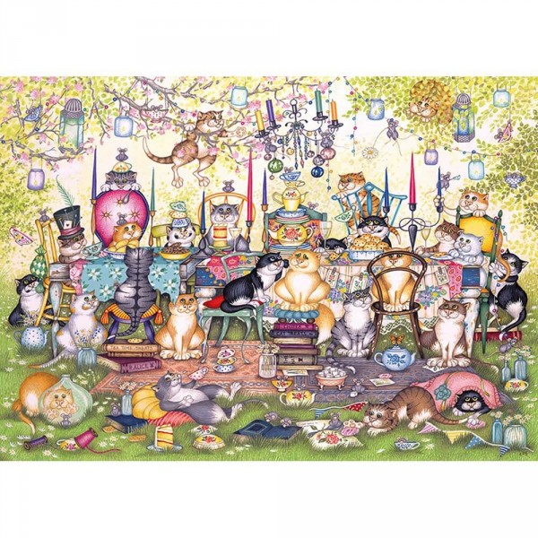 1000 pieces puzzle: Tea between cats, Linda Jane Smith - Gibsons-G6259
