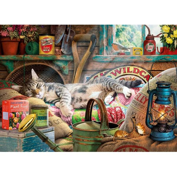 500XL pieces jigsaw puzzle: Snoozing in the shed, Steve Read - Gibsons-G3535
