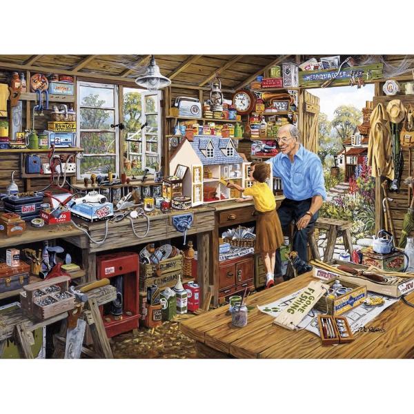 500XL Pieces Jigsaw Puzzle: Grandfad's Workshop, Michael Herring - Gibsons-G3533
