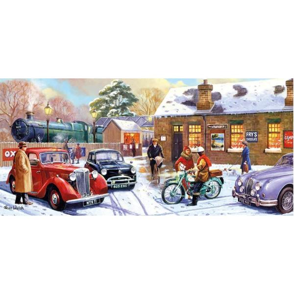Puzzle panoramique 636 pièces : Réveillon de Noël à la gare  - Gibsons-G4051