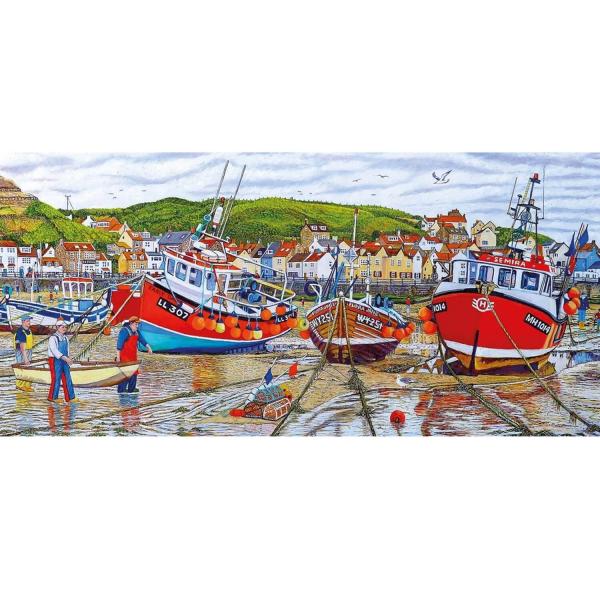 Panoramic puzzle 636 pieces: Seagulls at Staithes - Gibsons-G4045
